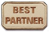 ワッペン BEST PARTNER（ベストパートナー・最高の相棒） マジックテープ（ベルクロ・面ファスナー）着脱式 ミリタリー サバゲー 刺繍パッチ (サンド系)