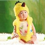 0-1歳 撮影写真 ベビー 幼児 フラワー飾り ニワトリ 帽子+Tシャツ+半ズボン 身丈70cmに合う 【1点】