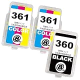 Canon キャノン BC-360BK(顔料ブラック) + BC-361CL(カラー)×2 【合計3本セット】 最新 互換 《詰め替えインク》 (大容量・1 360 361 BC360 BC361 補充用 純正カートリッジ対応 (対応機種: PIXUS TS5330)【STAR JET製】