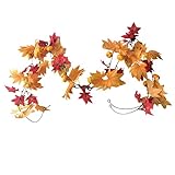 meiliy 2パック6.56 Ft人工秋Vines MineシミュレーションPumpkins秋カエデの葉ガーランド植物ホーム部屋ガーデンウェディングガーランド外装飾