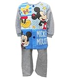Disney ディズニー ベビー服 ミッキー&ミニー 長袖 腹巻付きパジャマ 前開き (03グレー/90cm)