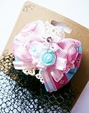オリジナル ハンドメイド リボン レース ローズ ラインストーン バレッタネット No.62