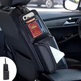 EXCEREY PUレザー 車シートサイドポケット 多機能収納ポケット 簡単取付 省スペース 楽々収納 運転席・助手席兼用 車内収納アクセサリー
