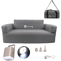 ananasky エアーソファー　ダブル キャンプエアーソファー2人掛け(黒、ベージュ、グレー) 充電式