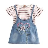 Dizoon 春夏 子供 ベビー キッズ 女の子 ワンピース ドレス デニムスカート ストライプ 可愛い服 白 青 80 85 90 100cm 6-36ヶ月