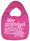 Dirty Fingers, My Grandad is the Greatest, Boy Girl Feeding Bib, Bubblegum Pink by Dirty Fingers