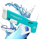 RiZKiZ 電動ウォーターガン 水鉄砲 USB充電式 おもちゃ トリガーを引くだけでパワフル連射 飛距離8m 大容量 330ml 水遊び 子供プール 川遊び 公園 保護ゴーグル付