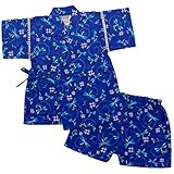 ボーイズ|ベビー|浴衣|甚平[くろわっさんす べべ]ベビー甚平|甚平上下セット|とんぼ柄|和柄|日本製生地|男の子|男児|ボーイズ 90cm ブルー