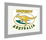 AshleyキャンバスカンガルーWallabyラグビーオーストラリア、壁アートホーム装飾、ag4975696 34" x 40", Silver Frame 4975696-AFPL1-SC24