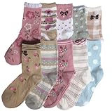 キッズ ガール 靴下 のびのびクルー丈 ソックス 10足セット 子供 女の子 (19-23cm)