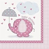 Umbrellaphants Pink Luncheon Napkins - by Uk Baby Shower Co