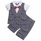 (フィーショー)FEESHOW ベビー ボーイズ ロンパース 冠婚葬祭 おしゃれ フォーマルスーツ タキシード おしゃれ着 洋服 上下２点セット グレー 110（5歳）