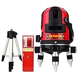 Fukuda 5ライン レーザー墨出し器+受光器+エレベーター三脚セット EK-489DP 4垂直・1水平 自動セルフレベリング 防塵・防水 レーザーライン フクダ 墨出し器