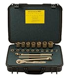 Ampco Safety Tools W-260 Socket Set, Non-Sparking, Non-Magnetic, Corrosion Resistant, 1/2' Drive, SA