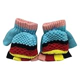 Tonsee キッズ 手袋 子供用 可愛い グローブ 半指 女の子 男の子 ミトン 保温 防寒 冬用 通学 お出かけ用 (スカイブルー)