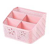 yougheny 収納ボックス おしゃれ 小物収納ボックス 卓上 収納ケース リモコンラック 収納ボックス 文具 整理ケース 事務 ピンク-L