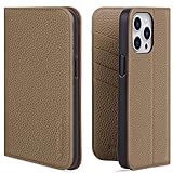 VISOUL iphone14 ProMax ケース 手帳型 本革 レザー マグネット式 スタンド機能付き手帳型ケース カードポケット 携帯ケース 全面保護 マグネット内蔵 柔軟なTPU素材 スマホケース アイホン14 ProMax iphone 14 ProMax 対応 6.7インチ アイフォン14 ProMax ブラウン