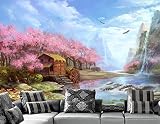 Sproud 最新の紫色の背景の紫色の木木の家と油絵デザイン 3 D Wallpapel 3D 壁画ソファ背景ステッカー 430 Cmx 300 Cm