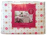 Charles Street 3 Piece Twin Sheet Set Pink and Lime Flowers Floral Pattern on White [並行輸入品]