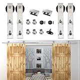 Homedecoハードウェア8 ft- 16 ft 304ステンレススチールスライディングドアトラッククローゼットキャビネットセットフィットダブル木製バーンドア（12 ftダブルドアキット)