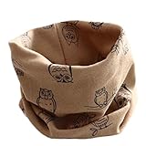 Tonsee キッズ 暖かい ネックウォーマー 防寒 可愛い フクロウ パターン スカーフ 赤ちゃん用 マフラー (カーキ)