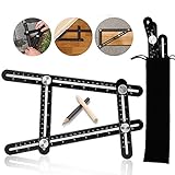 アルミ合金製 多角度テンプレートツール 測定定規 自由スコヤ 折り畳み 直尺 曲尺 分度規 多機能定規 大工道具 DIYツール