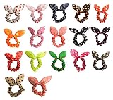 honeyjoy 17pcsガールズウサギ耳ヘアネクタイキュートドットシフォンホルダー