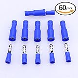 Glarks 60pcs 16-14 Gauge Female / Male Bullet Electrical Insulated Quick Splice Crimp Terminals Conn