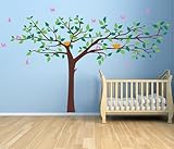 PopDecors - Colorful Super Big Tree Four Colors (Dark Brown, Greens, Yellow and Pink) -133inch W - T