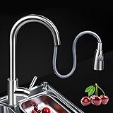 RaiFu キッチン用水栓 蛇口 水栓 混合栓 ステンレス 回転 伸縮可能 冷たい＆温水タップ 引っ張り キッチン 野菜 果物 耐久性 便利 タイプ1