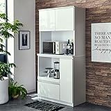 食器棚 レンジ台 ナポリ 幅90 (88.8cm) 完成品 カラー5色 (鏡面ホワイト)