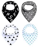 ベビースタイ オシャレ 柔らかい 赤ちゃん スタイ よだれかけ コットン100％ バンダナ風スタイ ４枚セット (男の子柄D)