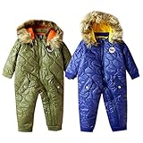 (ネイビー/80cm)ベビー服 男の子 カバーオール ジャンプスーツ 長袖 LITTLE BEAR CLUB リトルベアークラブ 中綿 裏フリース キルティング ワッペン装飾 ファー付きフード 男児 