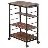 キャスター付き キッチンワゴン 5段階 調節 すき間収納 サニタリー収納 サイドテーブル ダークブラウン