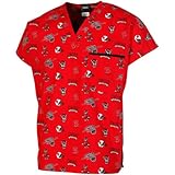 NCAA North Carolina State Wolfpack Printed Basic Scrub Top – レッド XL