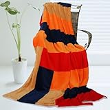 Onitiva – [新しい日]ソフトコーラルフリースパッチワークThrow Blanket ( 59 by 78.7インチ)