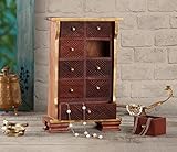 木製の胸囲9 Drawers Multipurpose MiniアルモアジュエリーTrinket GirlsアクセサリーStationaryアートクラフト裁縫ツールホルダーオーガナイザーボックスホーム