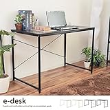 ブラック/e-desk デスク 【PCデスク】 シンプル 【幅110cm】 多目的デスク 作業台 【木目調】 【メラニン化粧板】 アジャスター付 スタイリッシュ