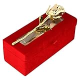 Buycrafty 24K Gold Dipped Natural Rose With Red Box Best Gift for Valentine's Day, Mother's Day, Ann
