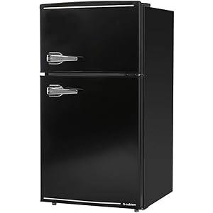 冷蔵庫 85L 小型 2ドア ブラック 静音 冷凍庫付き ノンフロン 右開き 温度調節7段階 [レトロなデザイン] 省エ…