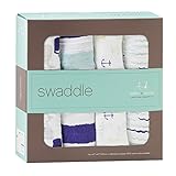 エイデンアンドアネイ おくるみ ブランケット 4セット ギフト 出産祝い ロイヤルベビー (カラー：high seas） 2055 Aden+Anais [並行輸入品]