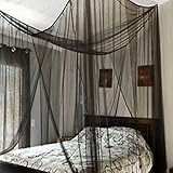 4 つのコーナーの蚊帳ベッドキャノピー,完全屋内と屋外の完璧なベッドの天蓋をネッティング黒ベッド大画面をネッティング蚊帳,遊び場,ほとんどのサイズのベッドに収まる-ブラック Queen2