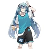 MZYSTJ Miku 初音ミク 印象Tシャツ 半ズボン コスプレ衣装 男女兼用 春夏服 (Tシャツ,L)