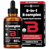 Vitamin B Complex Liquid Drops with Fast Absorption - Sublingual Drops Supplement - Vitamins B1, B2, B3, B6, B7, B9 & Methyl B12 for Men, Women & Kids - Vegan Berry Flavor 2oz