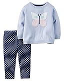 カーターズ　ニット＆パンツ　2点セット　カバーオール パンツ スパッツ　女の子　男の子 ベビー服 Carter's (12M(12ヶ月), バタフライ) [並行輸入品]