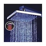 SODIAL(R) 8インチ単機能の感温降雨LEDシャワーヘッド、クローム