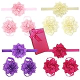 Elesa Miracleベビーガールズヘッドバンドと裸足花サンダル値設定、4のセット