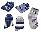 COSCO ソックス 靴下 キッズ コットン 子供靴下 保温ソックス 秋 冬 5足セット 男の子 女の子 (L, クルマ)
