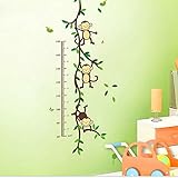 DIY Cartoon Monkey Growth Height Chart Wall Stickers Decals Nursery Children's Bedroom by HuaYang