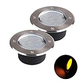 Poilee 2個セット ソーラー LED スポットライト 防水 ガーデンライト 埋め込み 屋外照明 太陽光充電 遊歩道 A098 (黄色)